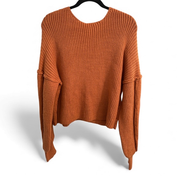 Very J Rust Orange V Neck Sweater- Size Small - Picture 2 of 3